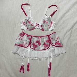 Bow print lingerie set